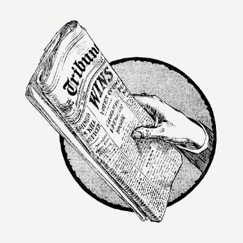 Newspaper drawing clipart, black and | Free PSD - rawpixel