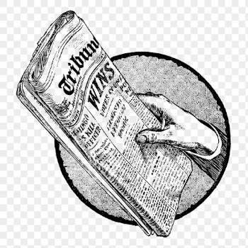 Newspaper png sticker, vintage hand | Free PNG - rawpixel