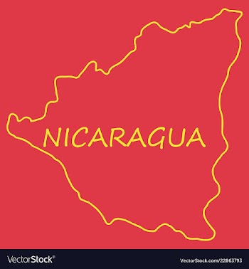 Nicaragua map flag with shadow on white vector image