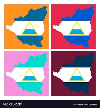 Nicaragua map flag with shadow on white vector image