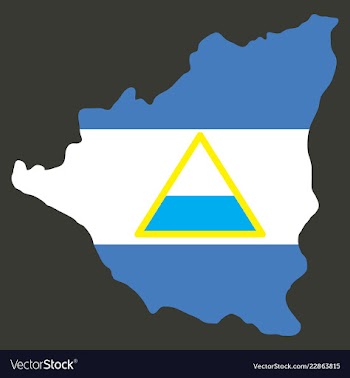Nicaragua map flag with shadow on white vector image