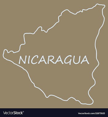 Nicaragua map flag with shadow on white vector image