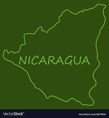 Nicaragua map flag with shadow on white vector image