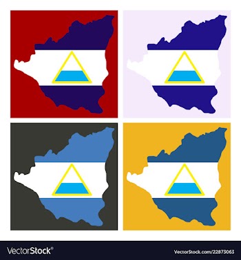 Nicaragua map flag with shadow on white vector image