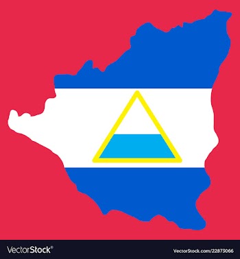 Nicaragua map flag with shadow on white vector image