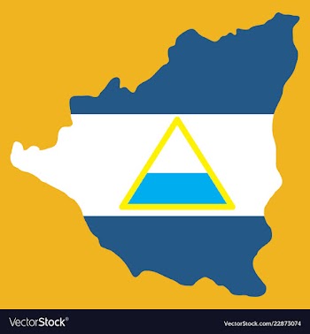 Nicaragua map flag with shadow on white vector image