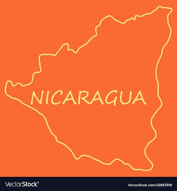 Nicaragua map flag with shadow on white vector image