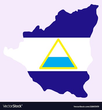 Nicaragua map flag with shadow on white vector image