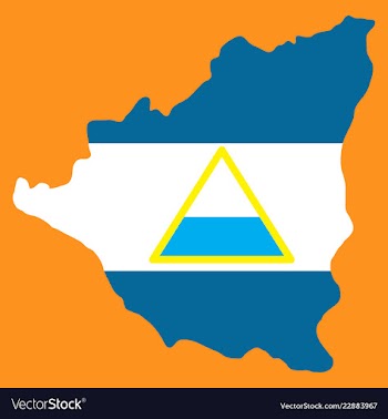Nicaragua map flag with shadow on white vector image