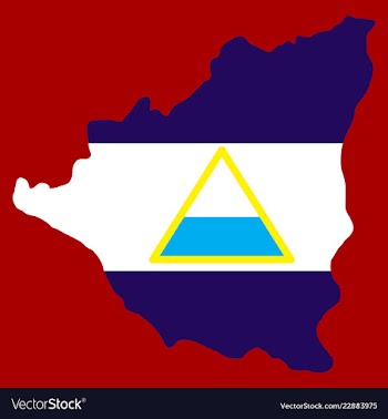 Nicaragua map flag with shadow on white vector image