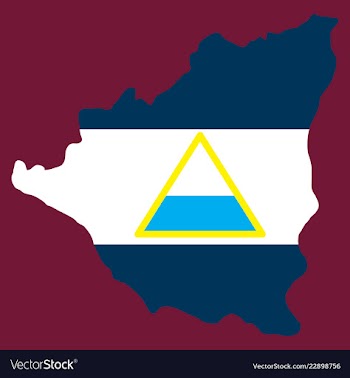 Nicaragua map flag with shadow on white vector image