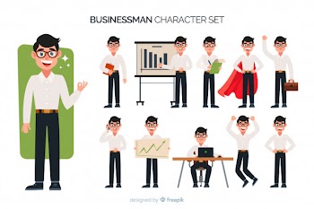 Nice businessman character set Free Vector