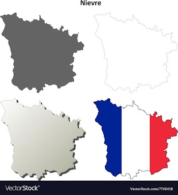 Nievre Burgundy outline map set vector image