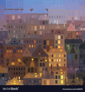 Night city background vintage houses vector image