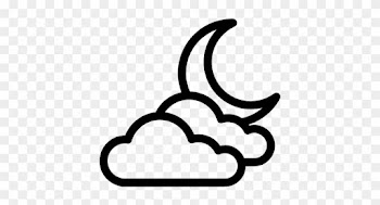 Night Half Moon And Clouds Vector - Moon And Cloud Vector Png