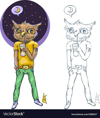  					Night owl - a person who goes to bed late vector image														
