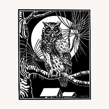 Night owl clipart, vintage hand | Free Vector - rawpixel