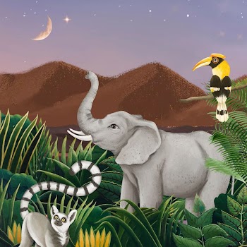 Night safari background, drawing design | Free Photo Illustration - rawpixel
