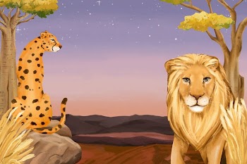Night safari background, lion & | Free Photo Illustration - rawpixel