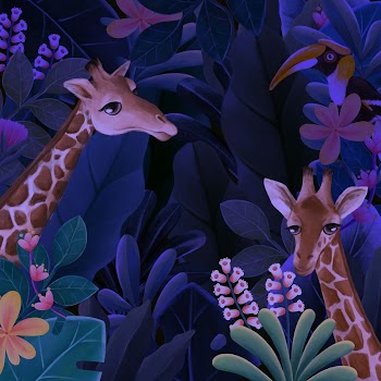 Night safari giraffe background, jungle | Free Photo Illustration - rawpixel