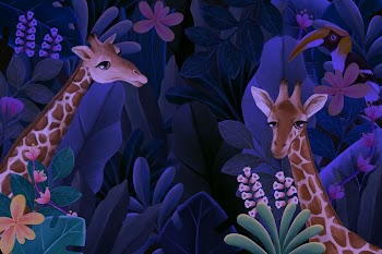 Night safari giraffe background, jungle | Free Photo Illustration - rawpixel