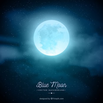 Night sky background with moon in blue tones Free Vector
