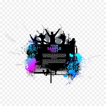 Nightclub Dance Poster Party - Vector watercolor and silhouette figures 