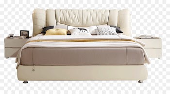 Nightstand Bed frame Furniture Box-spring - Simple white double bed 