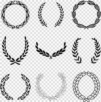Nine assorted laurel , Laurel wreath Ornament , olive wreath transparent background PNG clipart