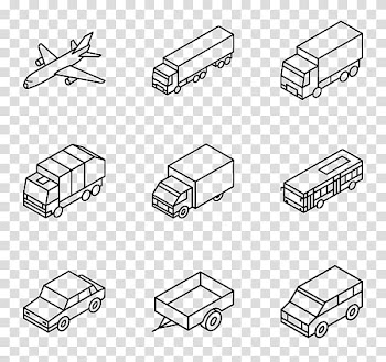 Nine assorted vehicles illustration, Car Computer Icons Isometric projection Truck, simple lines transparent background PNG clipart