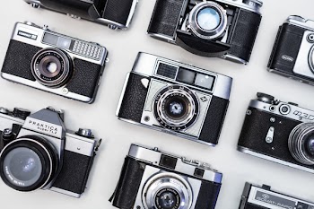 Nine Gray-and-black Land Cameras