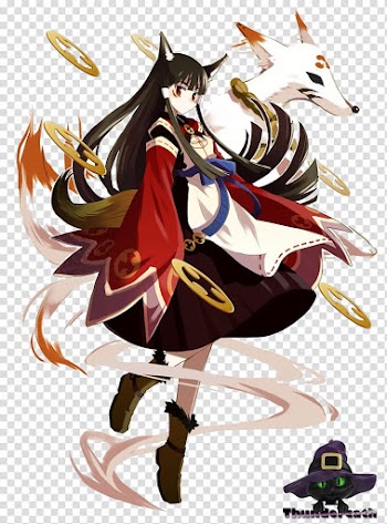 Nine-tailed fox Kitsune Anime Girl, girl fashion transparent background PNG clipart