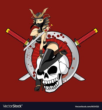 Ninja Girl with Double Sword Pin Up vector image