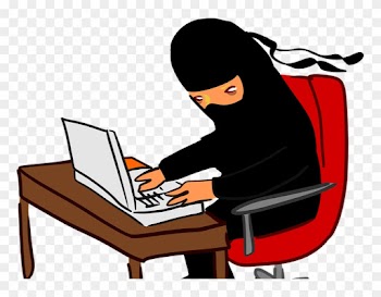Ninja Typing - People Laptop Computer Clip Art