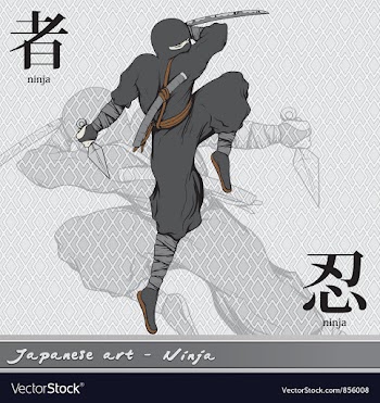 Ninja with kanji vector image