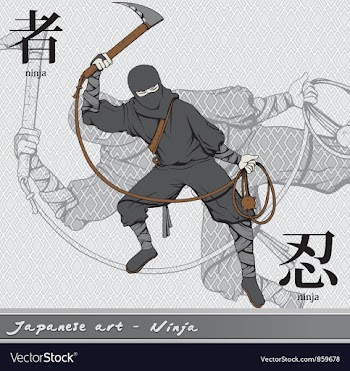 Ninja with kanji vector image
