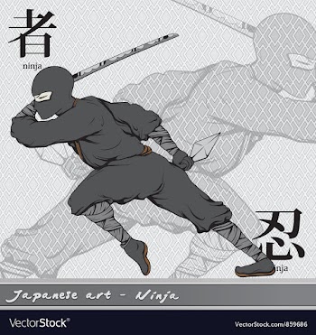 Ninja with kanji vector image