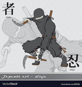 Ninja with kanji vector image