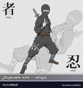 Ninja with kanji vector image