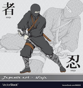 Ninja with kanji vector image