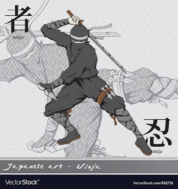 Ninja with kanji vector image