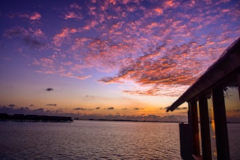 Nipa Hut Near Body of Water during Golden Hour