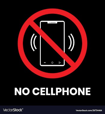no cellphone sign sticker with text inscription