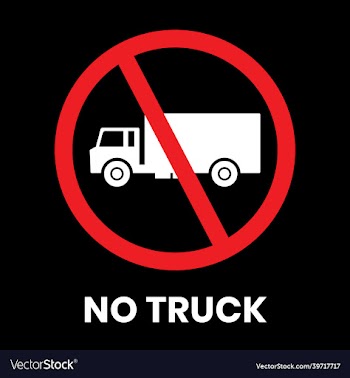 no entry truck traffic sign sticker with text