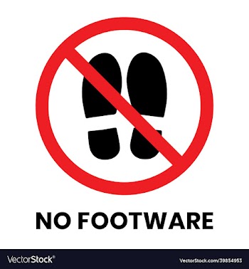 no footware sign sticker with text inscription