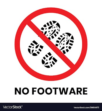 no footwear sign sticker with text inscription