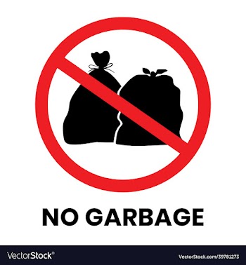 no garbage sign sticker with text inscription