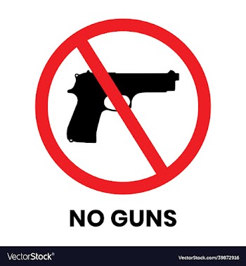no guns sign sticker with text inscription