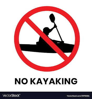 no kayaking sign sticker with text inscription