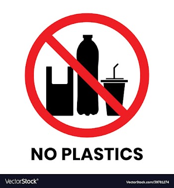 no plastics sign sticker with text inscription